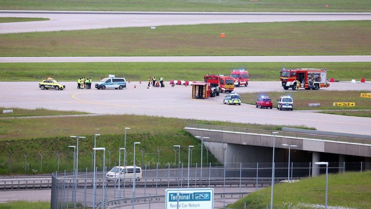 Munich Germany Bavaria Airport Climate Activists Protest Glue Runway