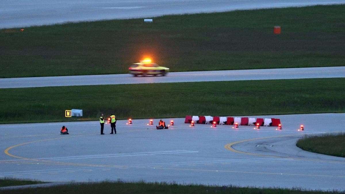 Munich Germany Bavaria Airport Climate Activists Protest Glue Runway